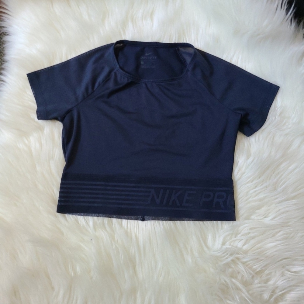 Nike Pro Blue Short Sleeve Crop Top size S